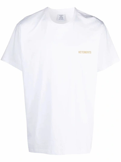 Shop Vetements Men's White Cotton T-shirt