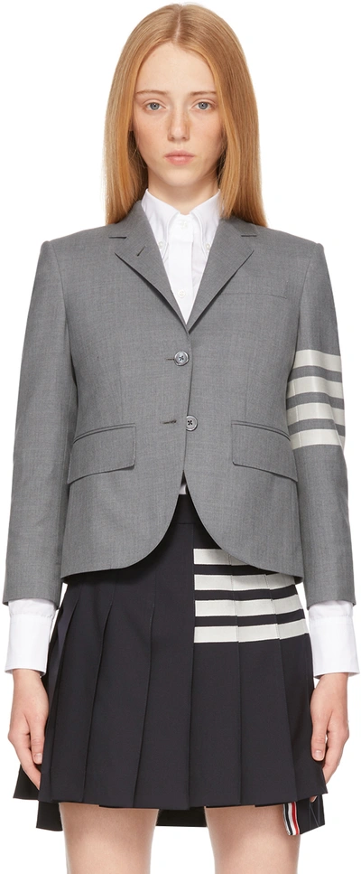 Shop Thom Browne Grey Wool 4-bar Blazer In 035 Med Grey