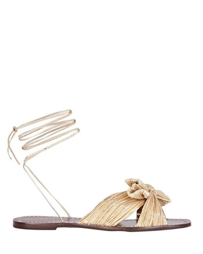 Shop Loeffler Randall Peony Knotted Metallic Wrap Sandals In Gold
