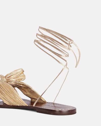 Shop Loeffler Randall Peony Knotted Metallic Wrap Sandals In Gold