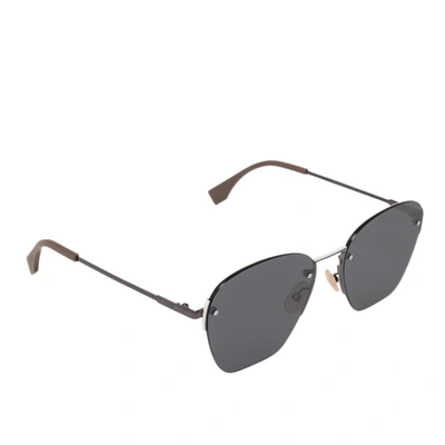 Pre-owned Fendi Black/grey Ff M0057/s Squared Sunglasses