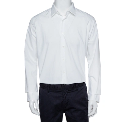 Pre-owned Fendi White Cotton Button Front Shirt Xl