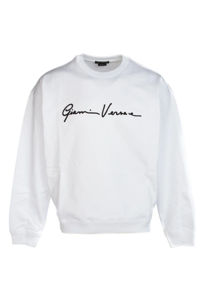 Shop Versace Gv Signature Printed Sweatshirt In White