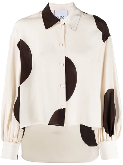Shop Erika Cavallini White Maxi Polka-dot Shirt