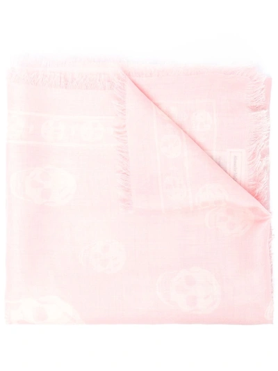 Shop Alexander Mcqueen Pink Skull-print Modal-silk Blend Scarf