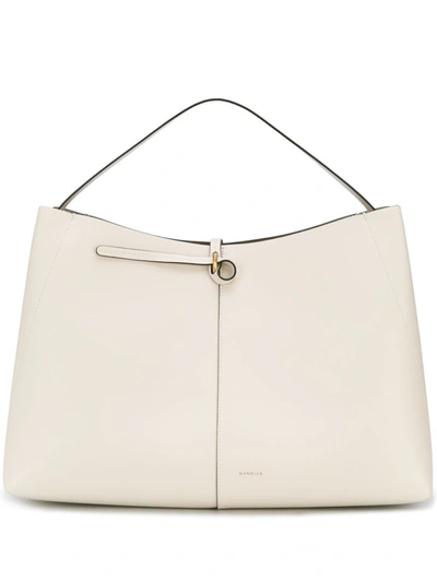 Shop Wandler Buttercream White Ava Leather Tote Bag In Neutrals