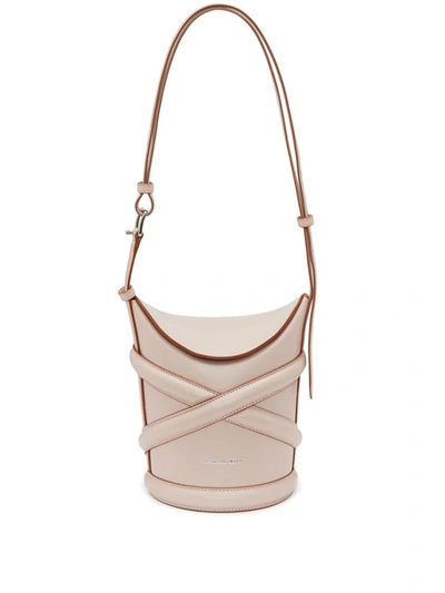 Shop Alexander Mcqueen Light Pink The Curve Bucket Bag