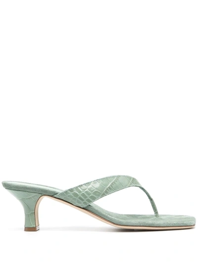Shop Paris Texas Green Crocodile-effect Flip-flop Sandals