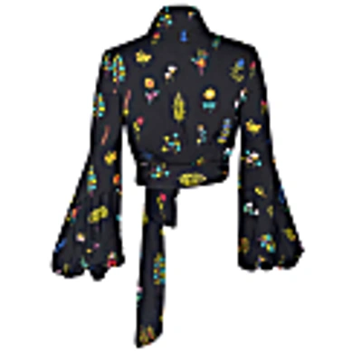 Em & Shi Midnight Botanica Tie-up Blouse In Tie-up