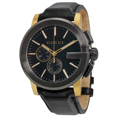 Shop Gucci G-chrono Chronograph Black Dial Men's Watch Ya101203 In Black / Gold Tone