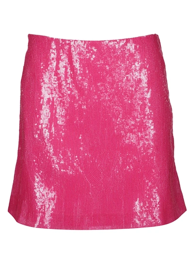 Shop Alberta Ferretti Sequinned Mini Skirt In Pink