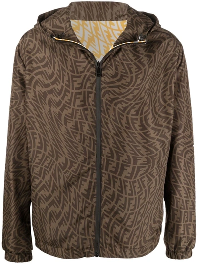 Shop Fendi Ff Vertigo-motif Jacket In Braun