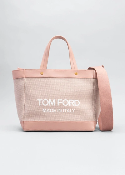 Shop Tom Ford Canvas Mini Logo Shopping Tote Bag In Dusty Pink