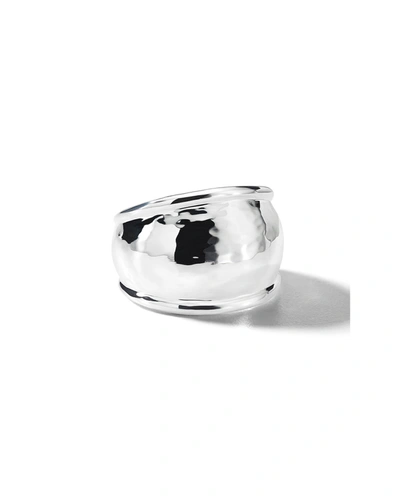Shop Ippolita Crinkle Hammered Dome Ring In Sterling Silver