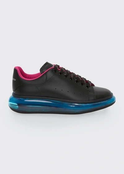 Shop Alexander Mcqueen Men's Larry Transparent-sole Platform Sneakers In Blackmulti