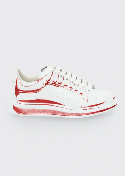 Shop Alexander Mcqueen Men's Oversized Larry Shoe-print Sneakers In White Rose