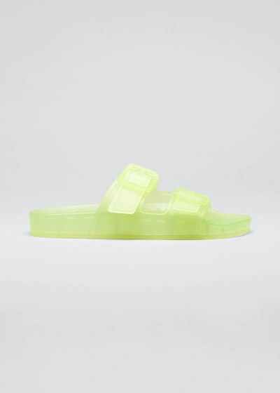 Shop Balenciaga Mallorca Dual-buckle Slide Sandals In Fluo Yellow