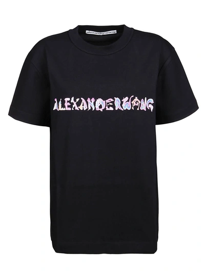 Shop Alexander Wang Logo Print Oversized T In Black