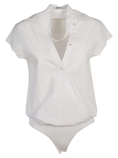 Shop Alexander Wang Short Sleeve Bodysuit Top In White