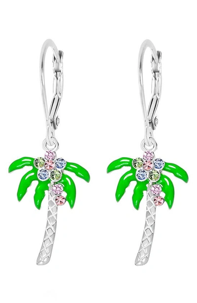 Chanteur Kids' Palm Tree Drop Earrings In Green Multi