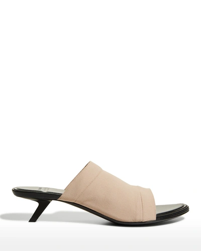 Shop Balenciaga Stretch Knit Kitten-heel Slide Sandals In Beige