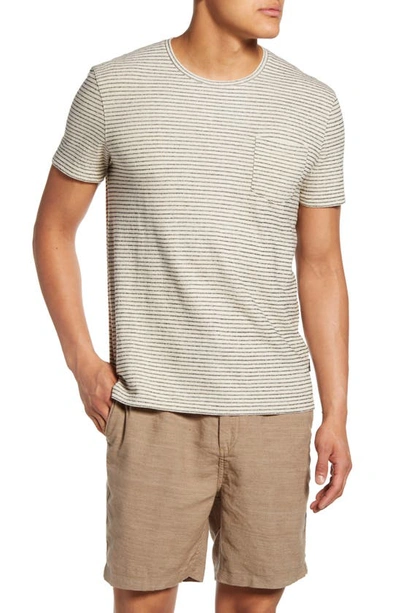 Shop John Varvatos Emmett Stripe Pocket T-shirt In Eggshell