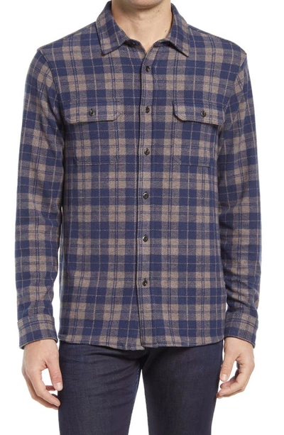 Shop 7 Diamonds Ford Slim Fit Stretch Plaid Flannel Button-up Shirt In Khaki