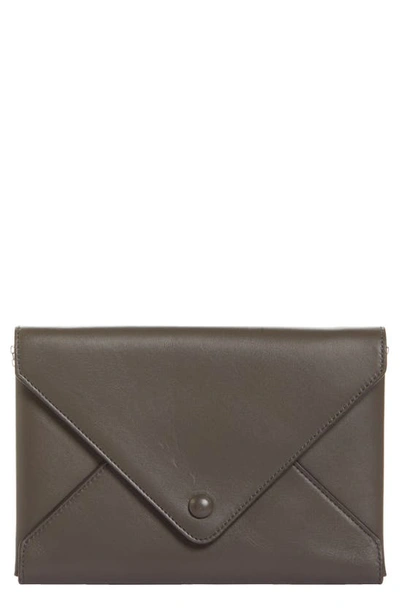 Shop The Row Leather Envelope Bag In Ash Grey