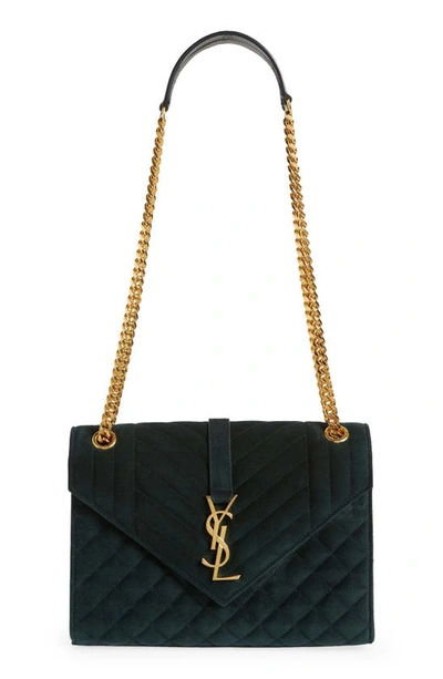 Saint Laurent Envelope Medium Quilted Textured-leather Shoulder Bag In  Neutrals | ModeSens
