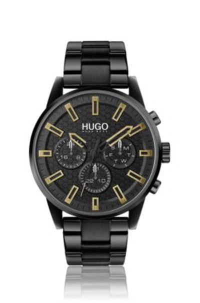 Shop Hugo Boss - Honeycomb Dial Watch In Black Plated Steel In Assorted-pre-pack