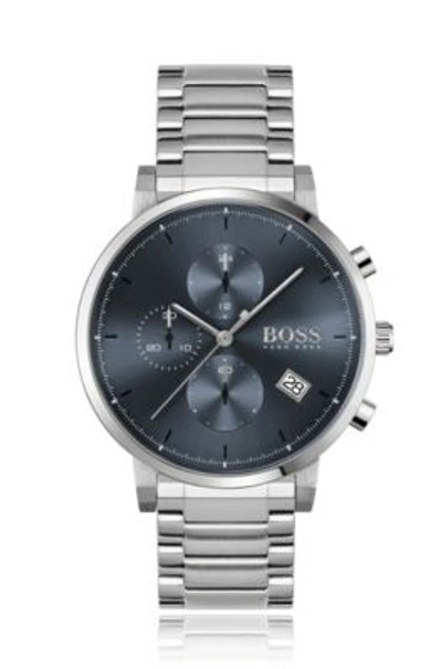 Shop Hugo Boss - Stainless Steel Chronograph Watch With Blue Dial And Link Bracelet In Assorted-pre-pack