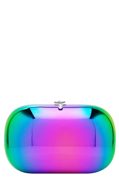 Shop Jeffrey Levinson Elina Plus Mirror Iridescent Clutch In Mirroed Rainbow Spectrum