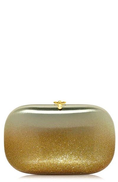 Shop Jeffrey Levinson Elina Plus Ombre Glitter Clutch In Satin Champgane/ Amber Ombre