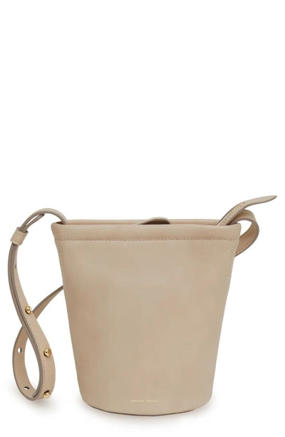 Shop Mansur Gavriel Mini Leather Zip Bucket Bag In Aglio