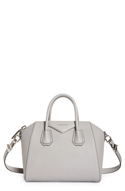 Shop Givenchy Small Antigona Leather Satchel In Medium Grey