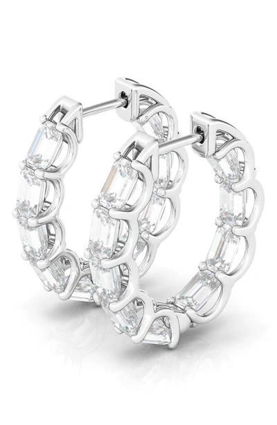 Shop Hautecarat Emerald Cut Lab Created Diamond Inside Out Hoop Earrings In White Gold