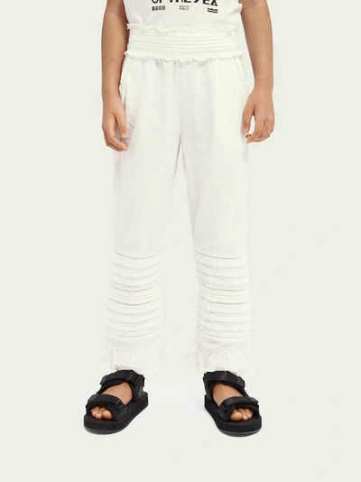 Shop Scotch & Soda Ruffled Straight Trousers In White