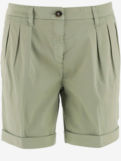Shop Fay Pleated Bermuda Shorts In Green