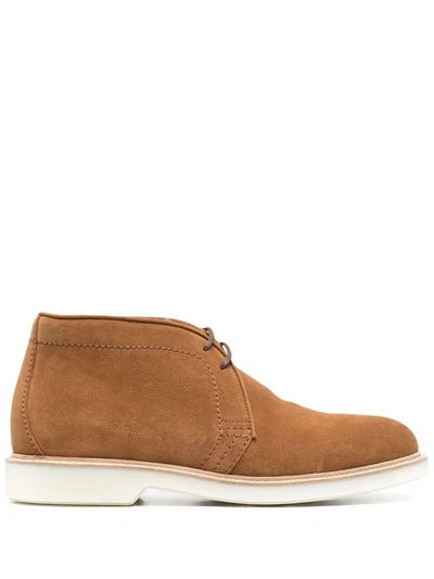 Brunello Cucinelli Men's Suede Lace-up Desert Boots In Nude