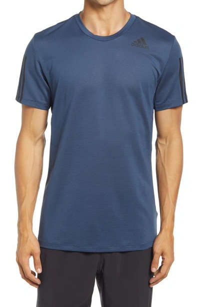 Shop Adidas Originals Aero 3-stripe Stretch T-shirt In Crew Navy