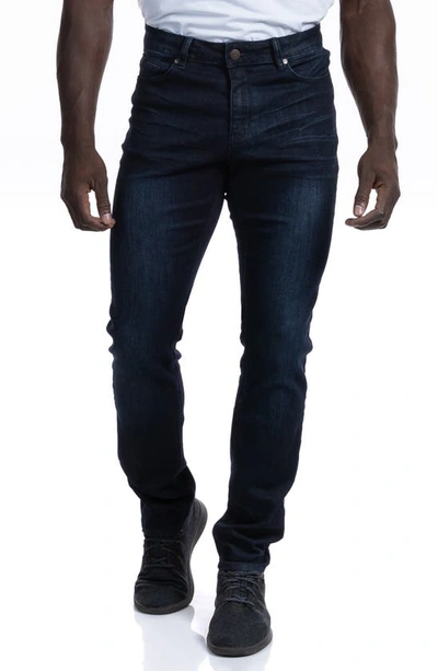 Shop Barbell Apparel Straight Athletic Fit Jeans In Dark Distressed