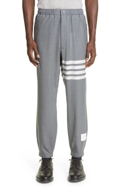 Shop Thom Browne 4-bar Wool Track Pants In Med Grey