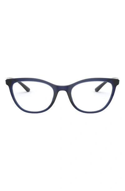 Shop Dolce & Gabbana 52mm Cat Eye Optical Glasses In Opal Blue