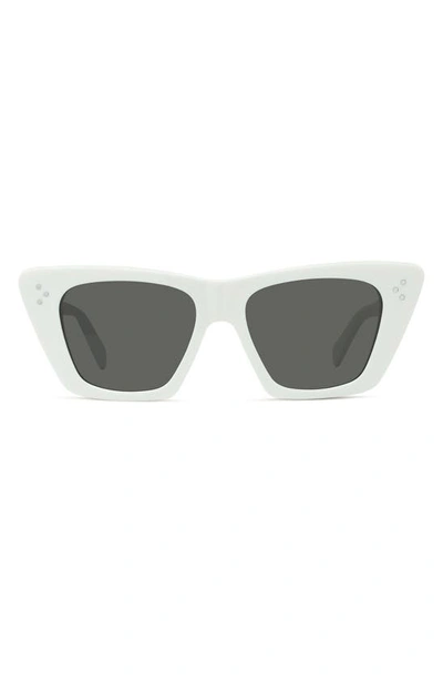 Shop Celine 51mm Cat Eye Sunglasses In Ivory / Smoke