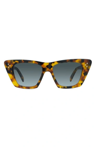 Shop Celine 51mm Cat Eye Sunglasses In Colored Havana/ Gradient Smoke