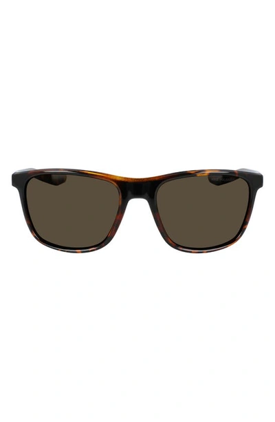 Shop Nike Essential Endeavor 57mm Polarized Square Sunglasses In Brown