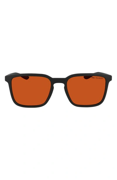 Shop Nike Circuit 55mm Polarized Square Sunglasses In Matte Black