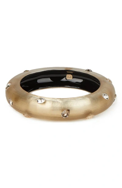 Shop Alexis Bittar Future Antiquity Crystal Studded Lucite Bangle In Taupe