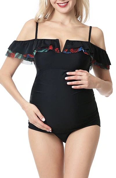 Shop Kimi And Kai Karsyn Upf 50+ One-piece Maternity Swimsuit In Black