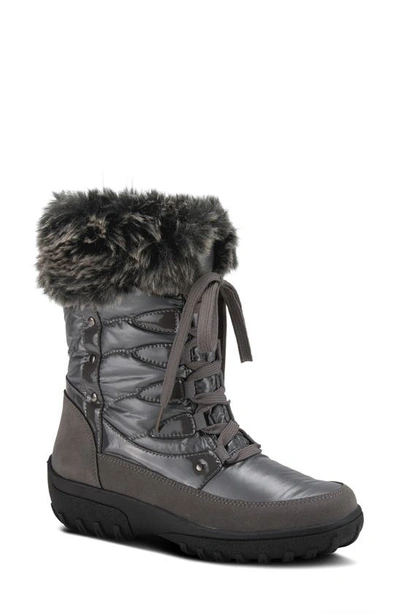 Shop Flexus By Spring Step Stormy Waterproof Winter Boot In Grey Faux Fur